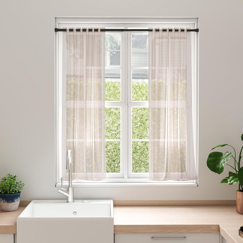fvonzn FVONZON Tension Curtain Rod Black Spring Tension Curtain Rods 26-39 inch 3Pack Adjustable Spring Rods Extendable Tension Rod For Closet, Window, Kitchen,Bookshelf,Bathroom - Image 5